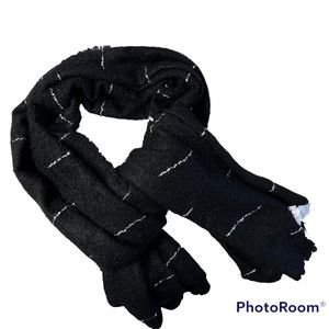 J. Crew Factory Scarf Black White Embroidered